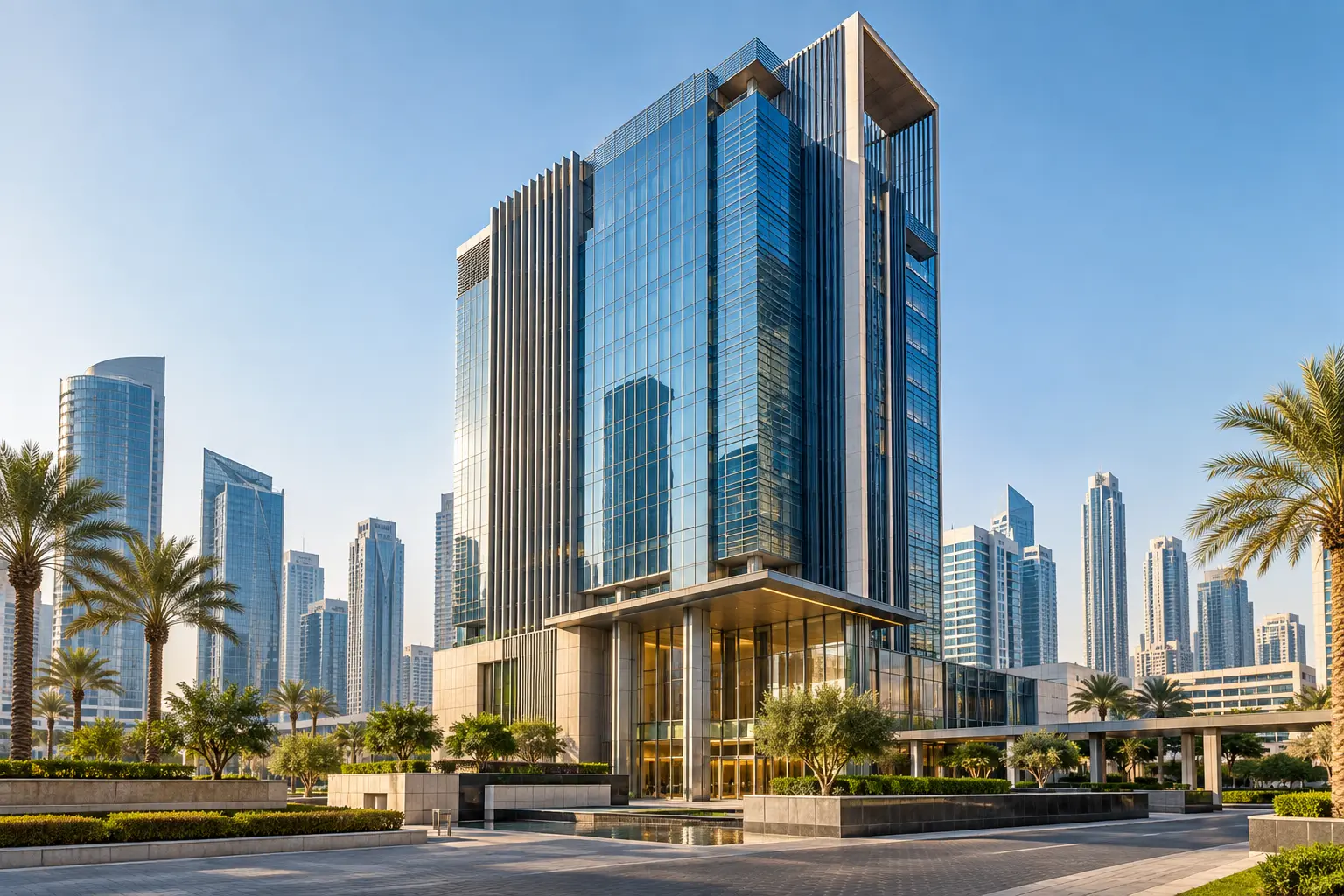 Representative view of a modern commercial tower in the UAE